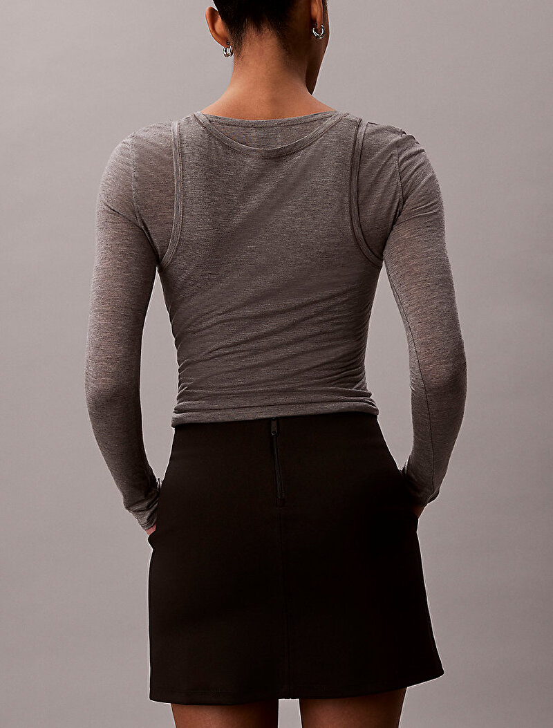 Calvin Klein Siyah Renkli Kadın Interlock Mini Etek