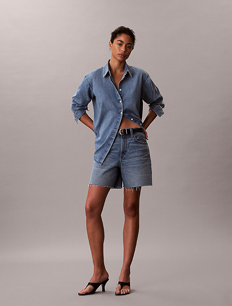 Calvin Klein Mavi Renkli Kadın Oversized Gömlek