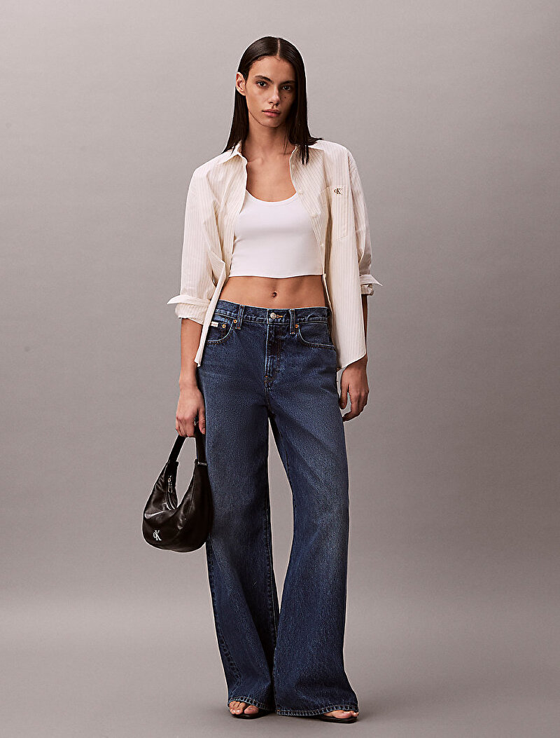 Calvin Klein Lacivert Renkli Kadın The Wide Leg Indigo Jean Pantolon