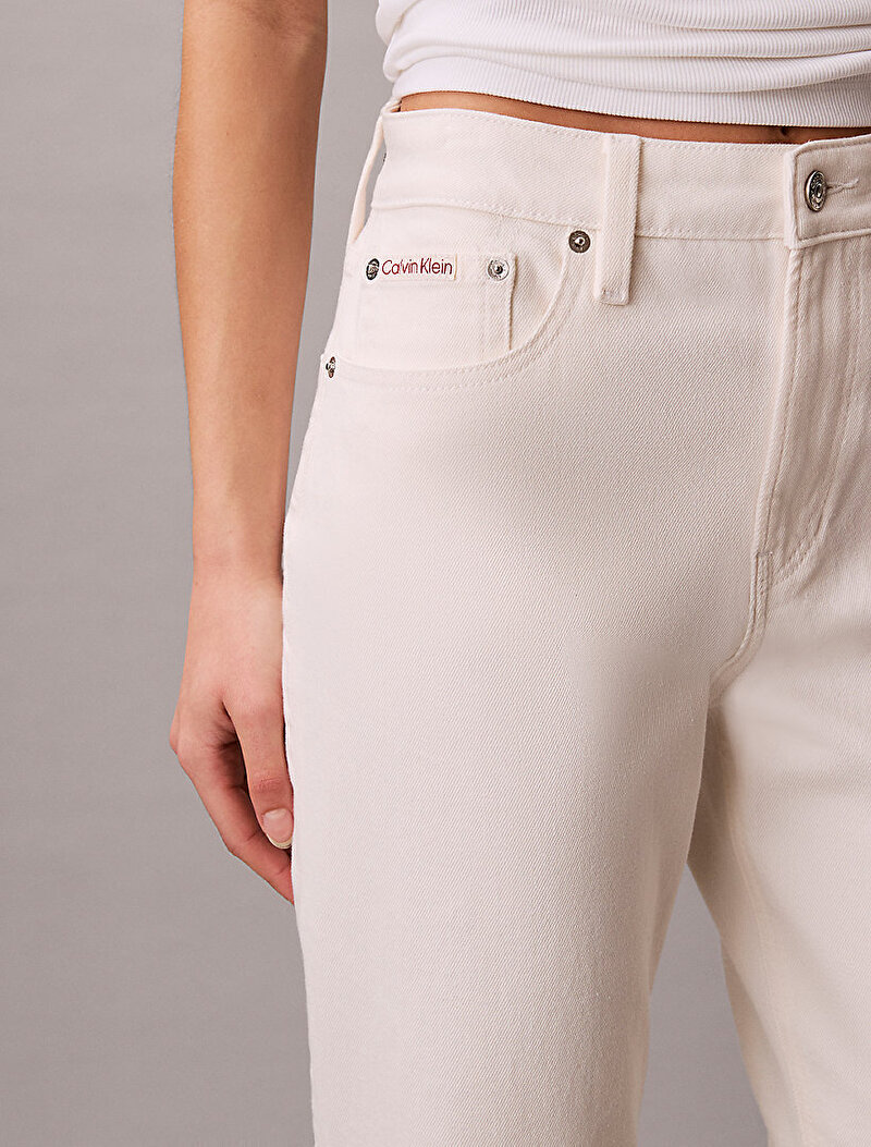 Calvin Klein Beyaz Renkli Kadın High Rise Straight Jean Pantolon