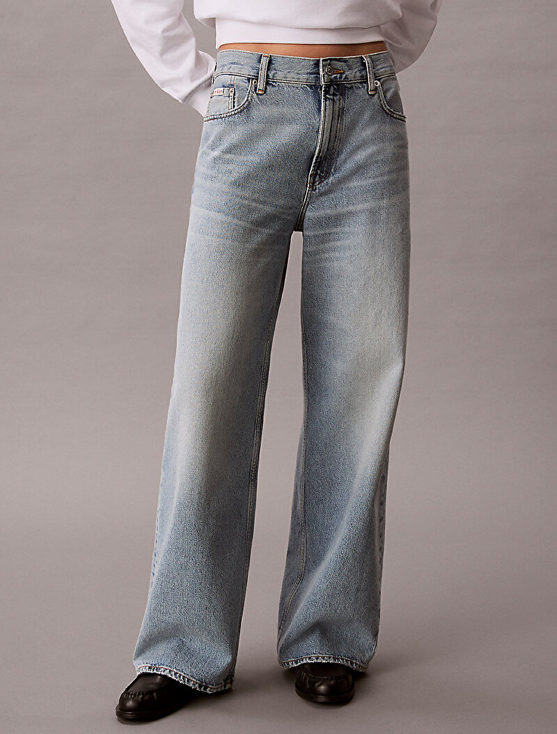 Calvin Klein Mavi Renkli Kadın 90s Straight Basset Jean Pantolon