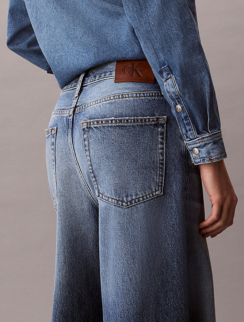 Calvin Klein Lacivert Renkli Kadın Low Rise Baggy Slash Jean Pantolon