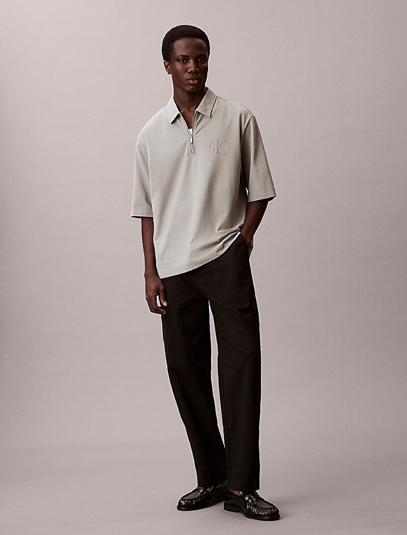 Calvin Klein Gri Renkli Erkek Supima Chest Polo T-shirt