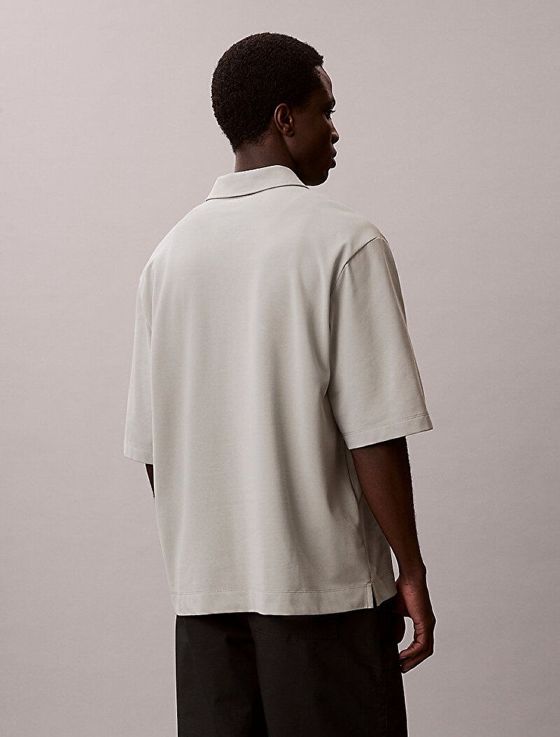 Calvin Klein Gri Renkli Erkek Supima Chest Polo T-shirt