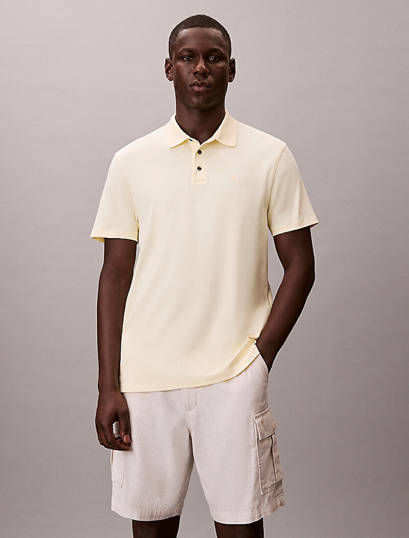 Calvin Klein Sarı Renkli Erkek Supima Chest Polo T-shirt