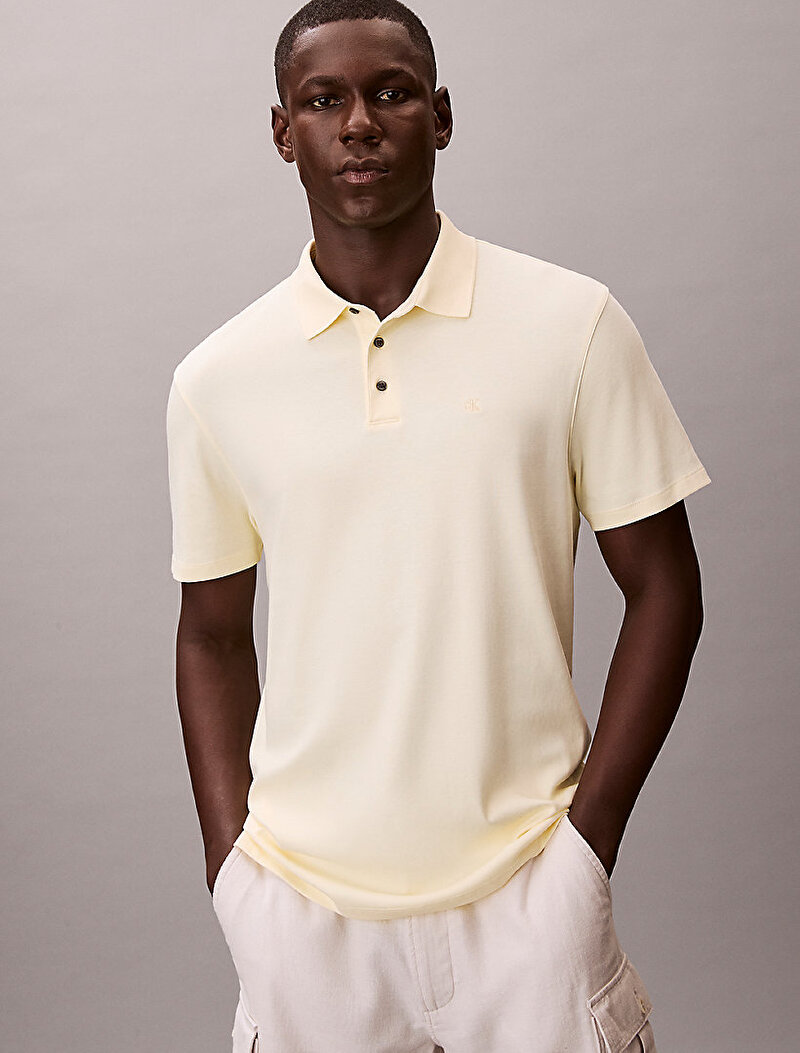 Calvin Klein Sarı Renkli Erkek Supima Chest Polo T-shirt