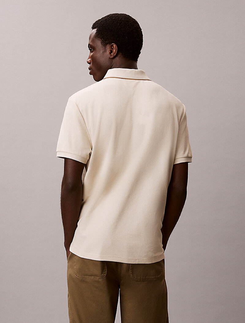 Calvin Klein Beyaz Renkli Erkek Refined Pique Polo T-shirt
