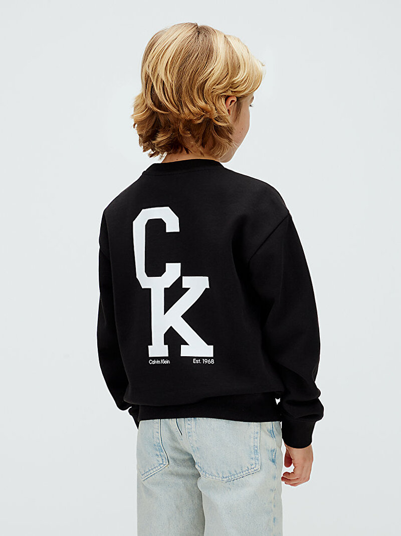 Calvin Klein Siyah Renkli Erkek Çocuk Relaxed Crewneck Sweatshirt