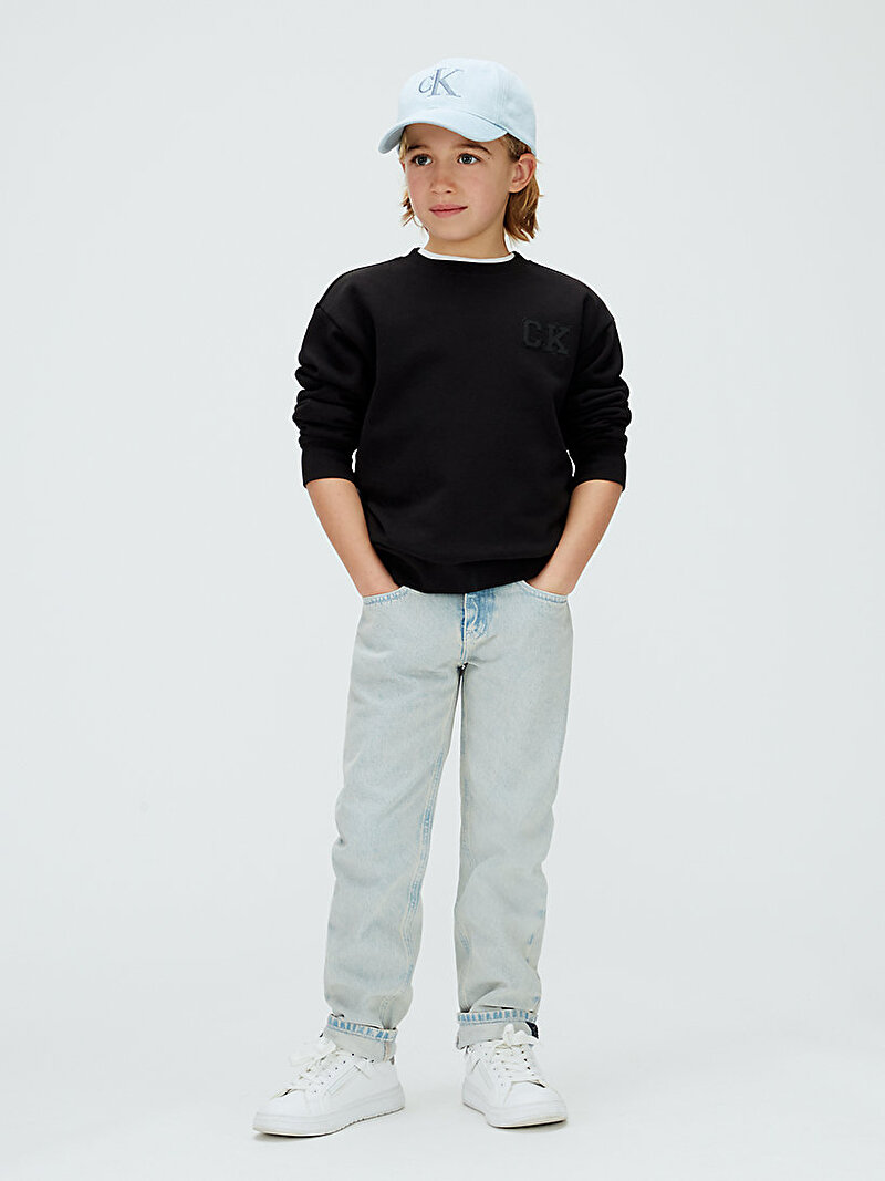Calvin Klein Siyah Renkli Erkek Çocuk Relaxed Crewneck Sweatshirt
