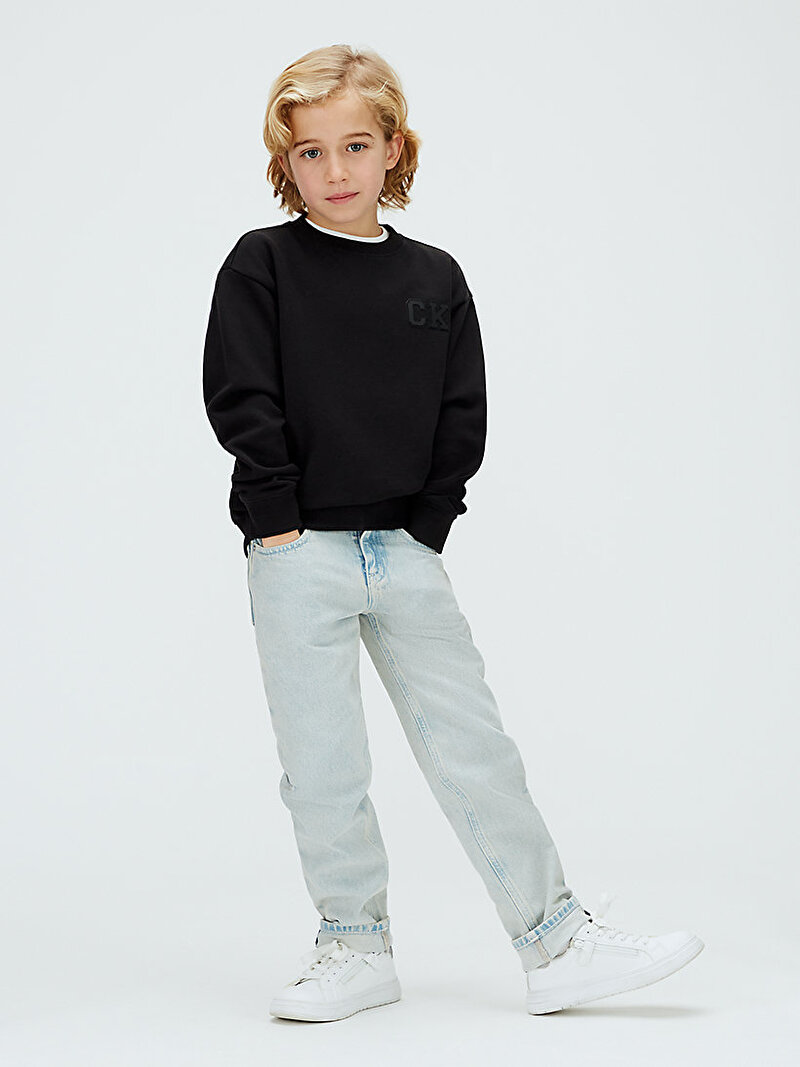 Calvin Klein Siyah Renkli Erkek Çocuk Relaxed Crewneck Sweatshirt