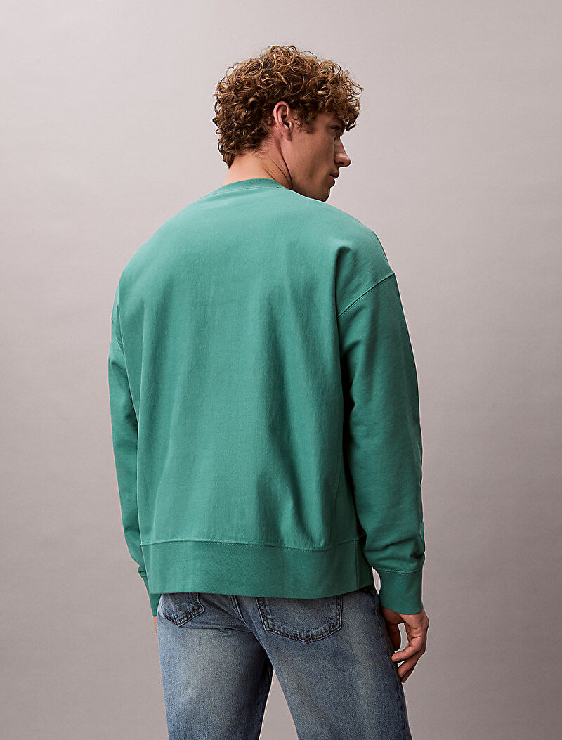 Calvin Klein Yeşil Renkli Erkek Premium Terry Sweatshirt