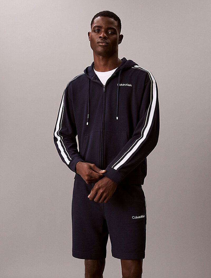 Calvin Klein Mavi Renkli Erkek Logo Tape Hoodie