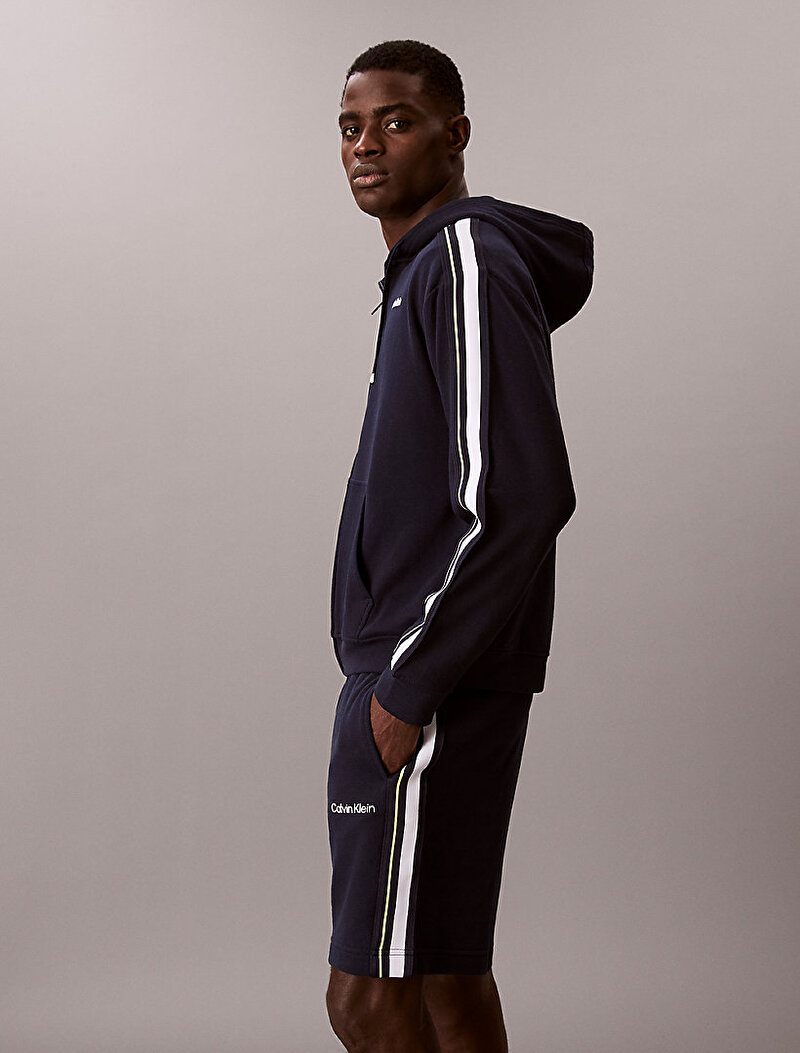 Calvin Klein Mavi Renkli Erkek Logo Tape Hoodie
