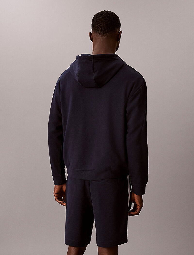 Calvin Klein Mavi Renkli Erkek Logo Tape Hoodie