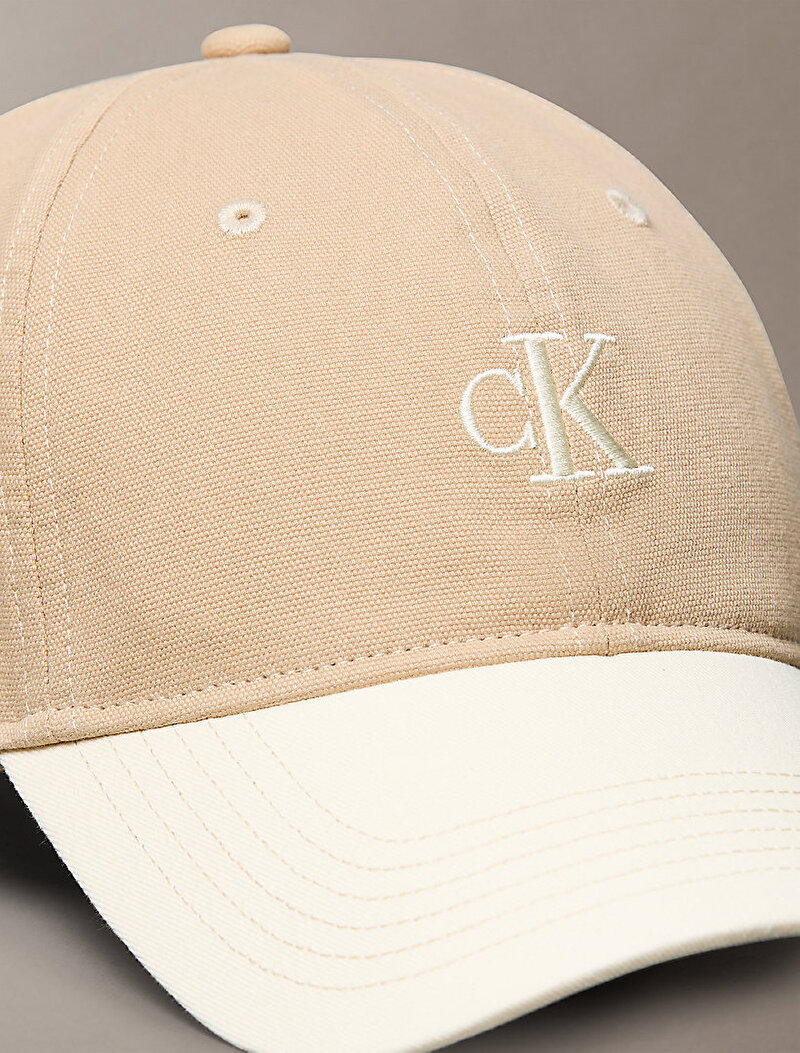 Calvin Klein Bej Renkli Erkek Washed Material Şapka