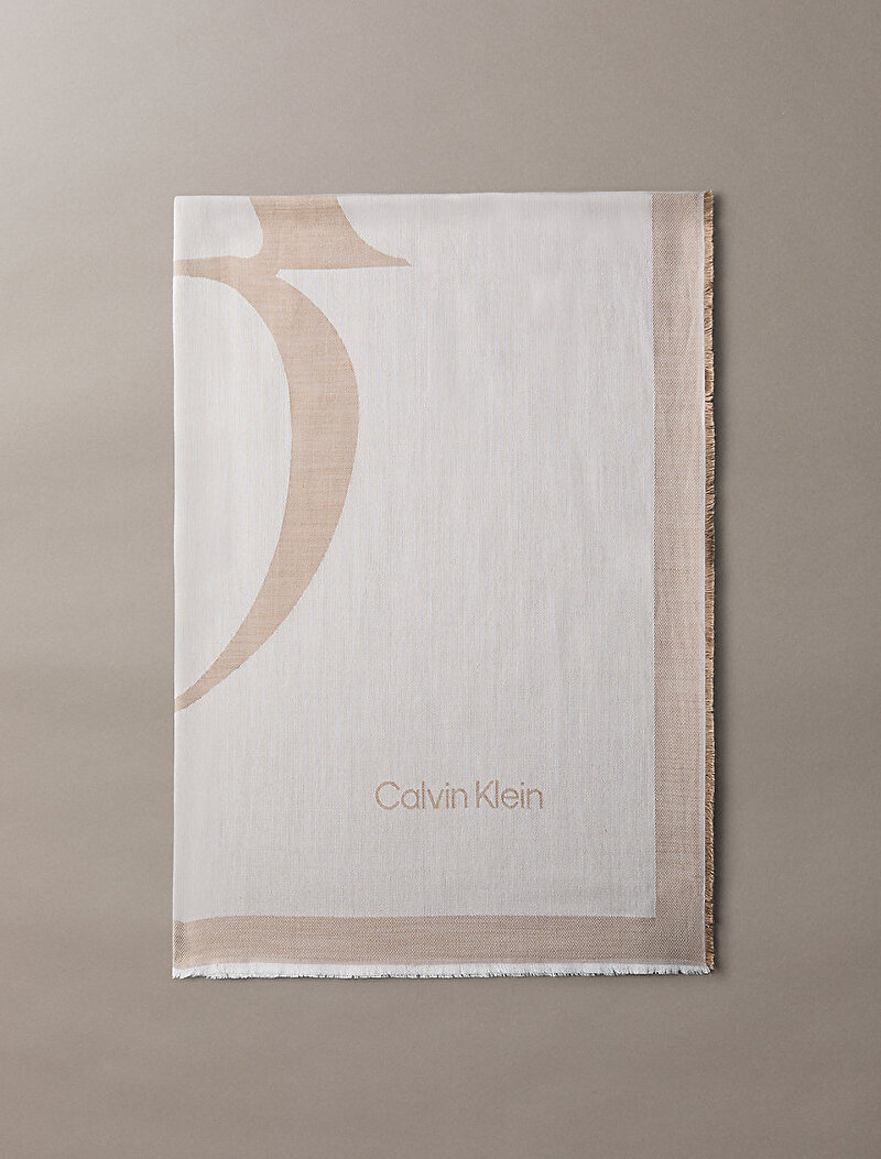 Calvin Klein Bej Renkli Kadın Calvin Chambray Atkı