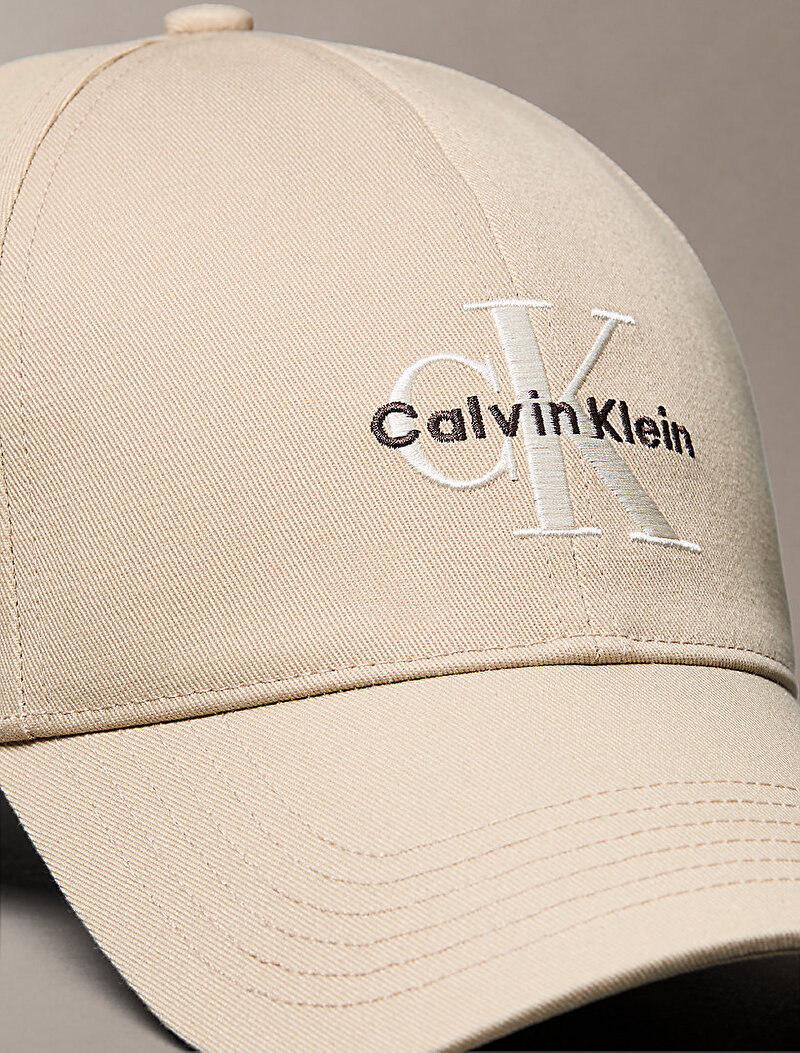 Calvin Klein Bej Renkli Erkek Monogram Embroidery Şapka
