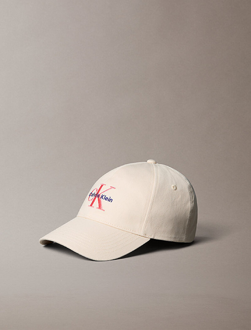 Calvin Klein Beyaz Renkli Kadın Monogram Embroidery Şapka