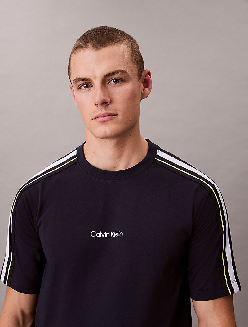 Calvin Klein Mavi Renkli Erkek Tape T-shirt