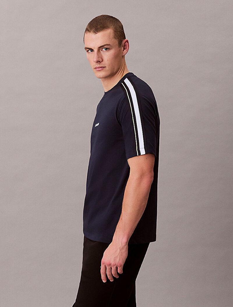 Calvin Klein Mavi Renkli Erkek Tape T-shirt