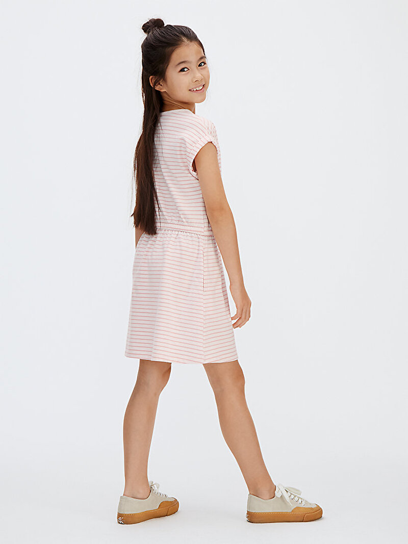 Calvin Klein Pembe Renkli Kız Çocuk Feeder Stripe Elbise