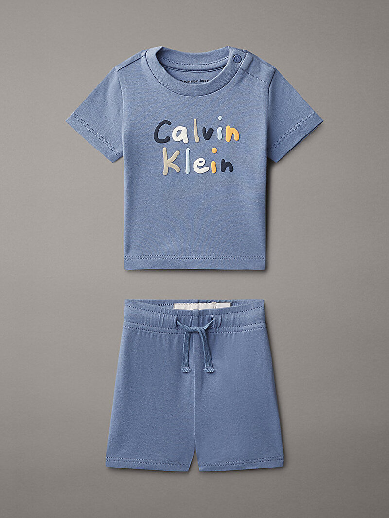 Calvin Klein Mavi Renkli Bebek Şort T-shirt Set