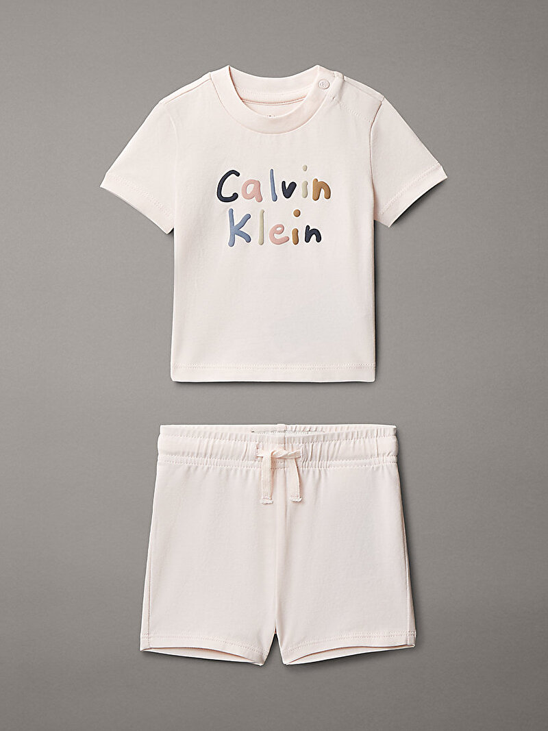 Calvin Klein Pembe Renkli Bebek Şort T-shirt Set