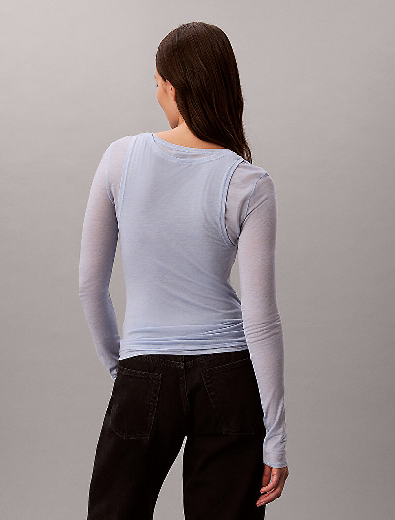 Calvin Klein Mavi Renkli Kadın Wool Blend Feminine Bluz