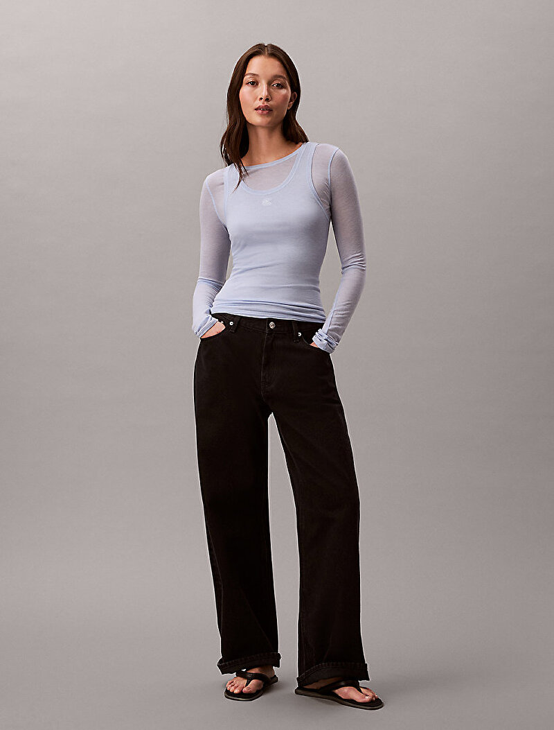 Calvin Klein Mavi Renkli Kadın Wool Blend Feminine Bluz