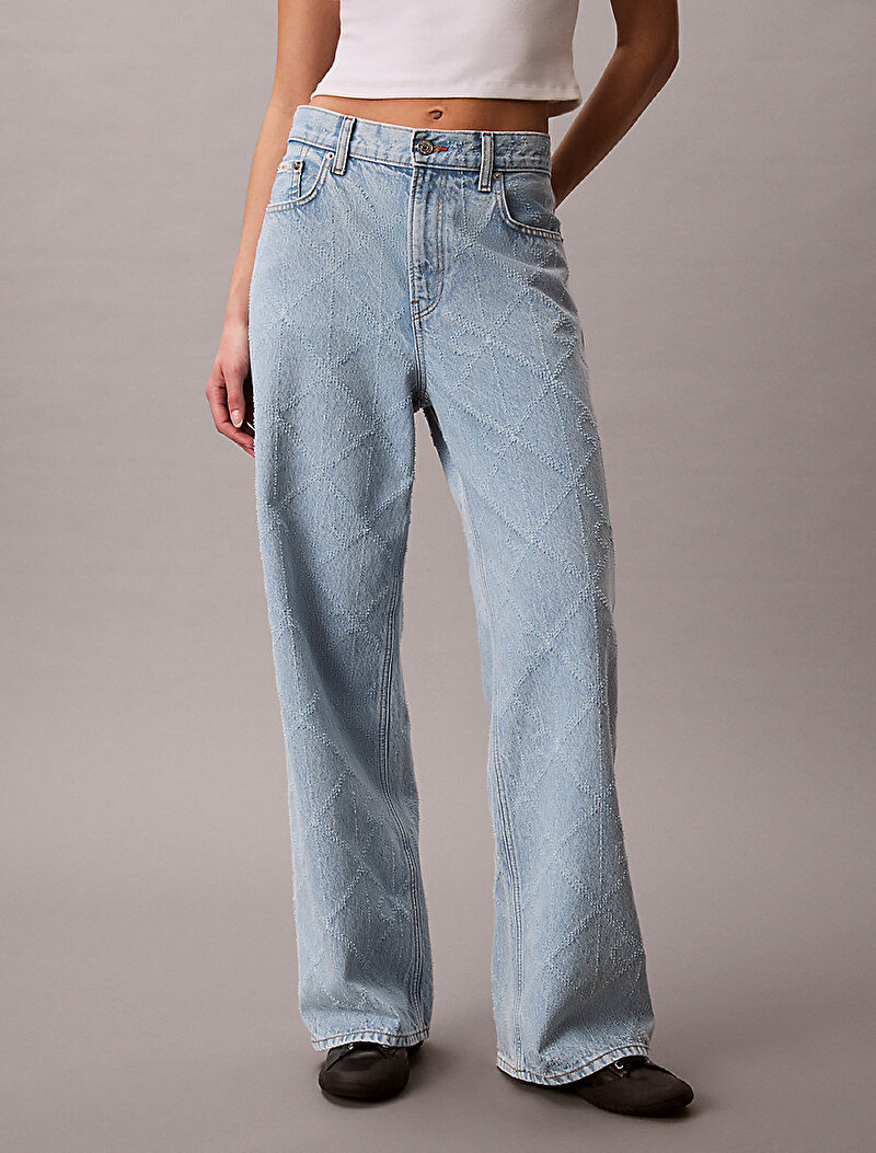 Calvin Klein Mavi Renkli Kadın Low Rise Baggy Jean Pantolon