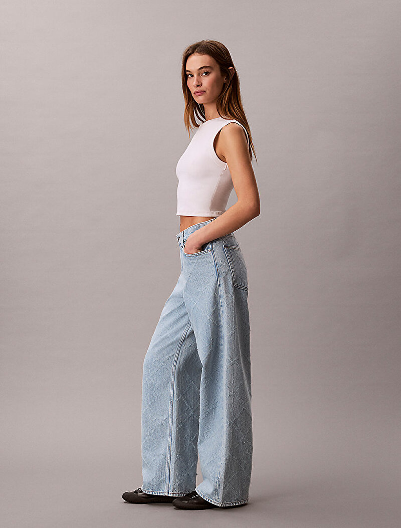 Calvin Klein Mavi Renkli Kadın Low Rise Baggy Jean Pantolon