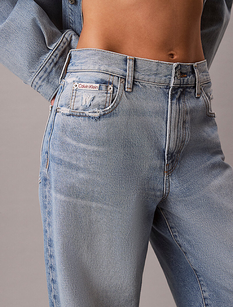 Calvin Klein Mavi Renkli Kadın The Wide Leg Tinted Jean Pantolon