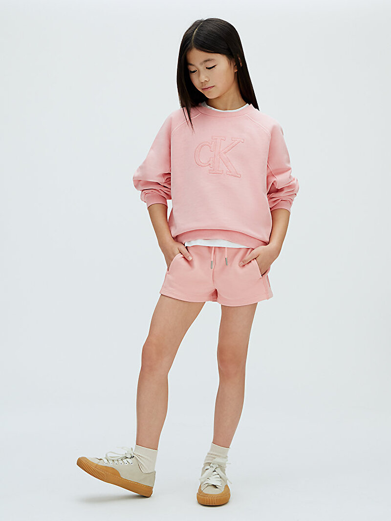 Calvin Klein Pembe Renkli Kız Çocuk CK French Terry Şort