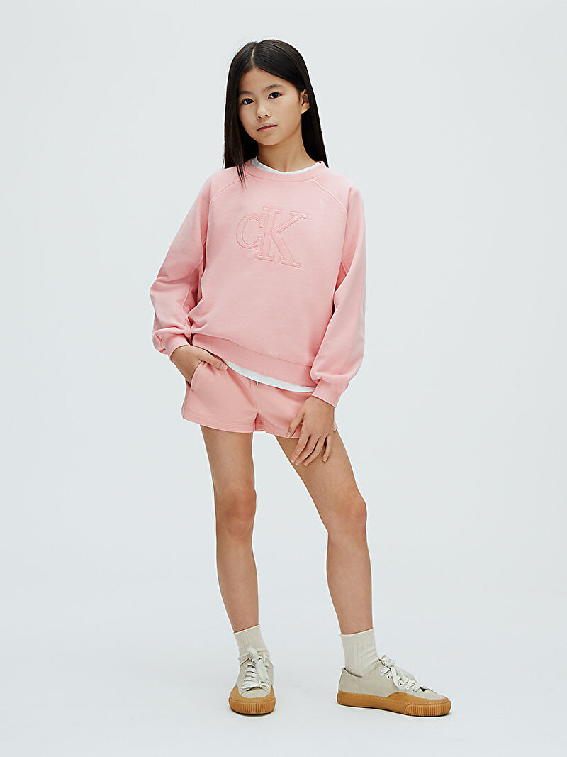 Calvin Klein Pembe Renkli Kız Çocuk CK French Terry Şort