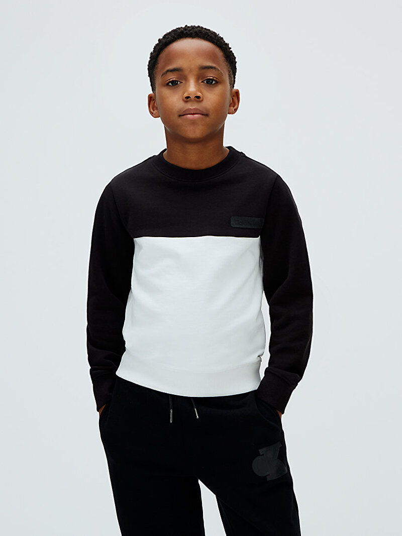 Calvin Klein Siyah Renkli Erkek Çocuk Coloblock Regular Sweatshirt