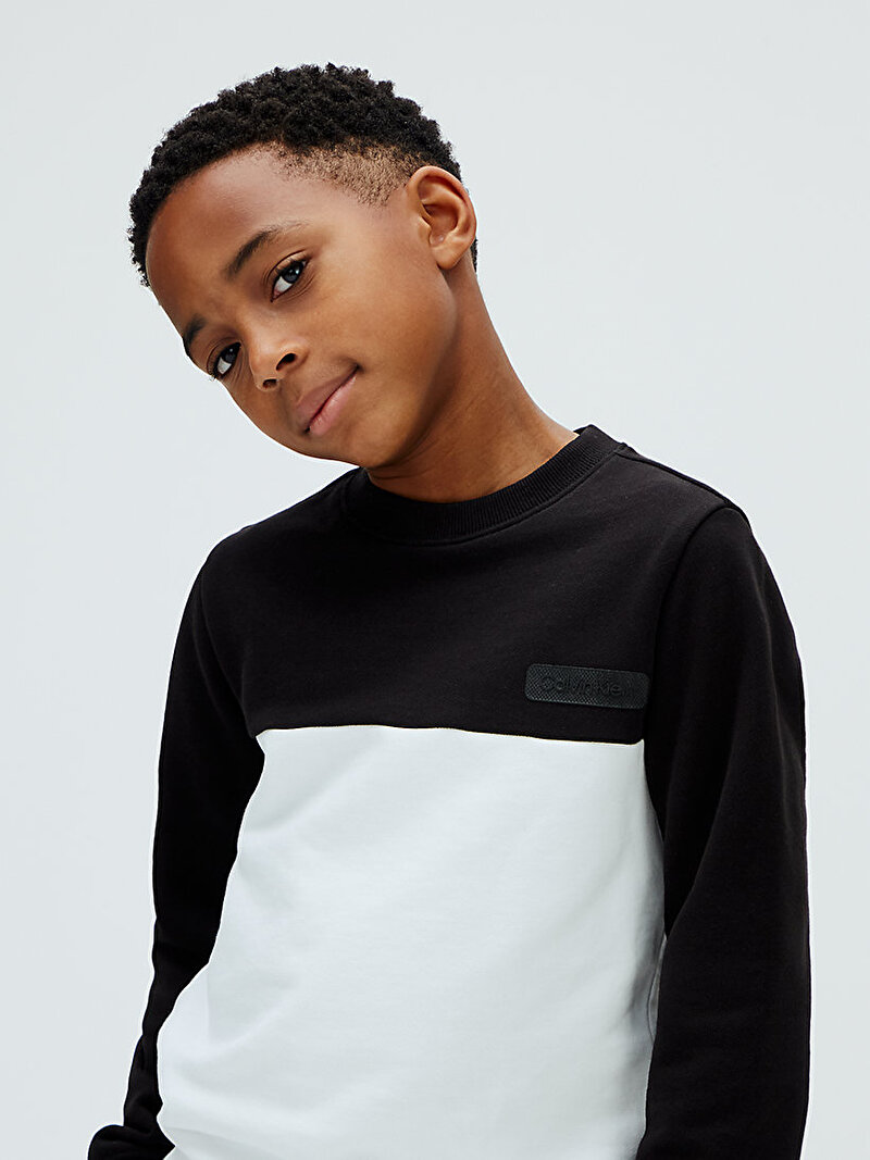 Calvin Klein Siyah Renkli Erkek Çocuk Coloblock Regular Sweatshirt