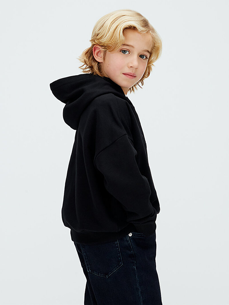 Calvin Klein Siyah Renkli Erkek Çocuk Mono Logo Hoodie