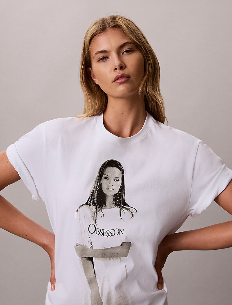Calvin Klein Beyaz Renkli Kadın Obsession T-shirt