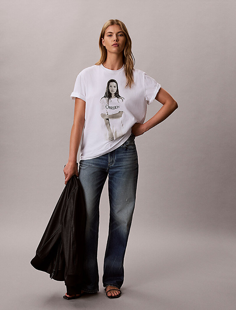 Calvin Klein Beyaz Renkli Kadın Obsession T-shirt
