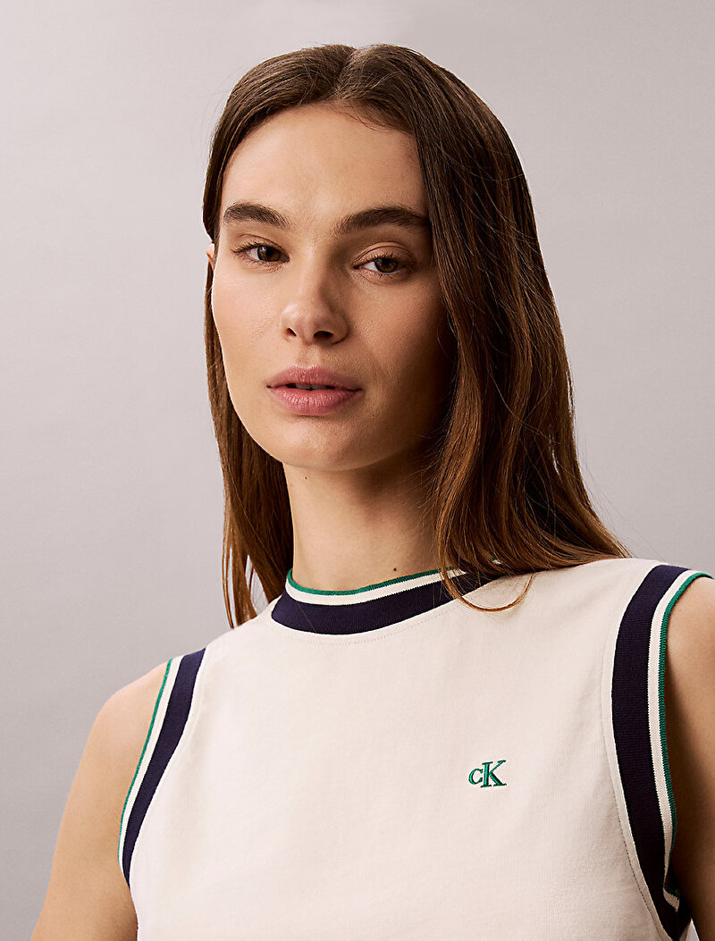 Calvin Klein Beyaz Renkli Kadın Monogram Tank Top