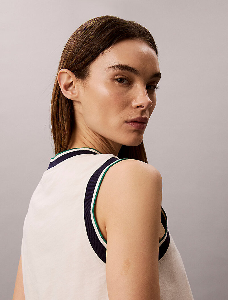 Calvin Klein Beyaz Renkli Kadın Monogram Tank Top