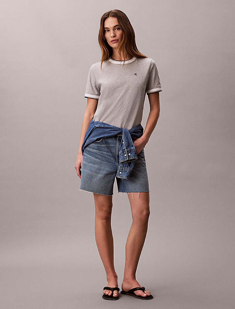 Calvin Klein Gri Renkli Kadın Monogram T-shirt