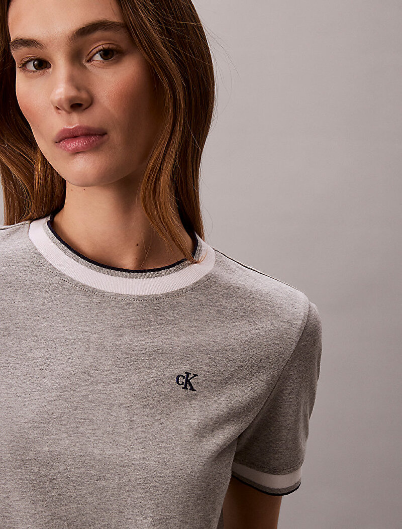 Calvin Klein Gri Renkli Kadın Monogram T-shirt
