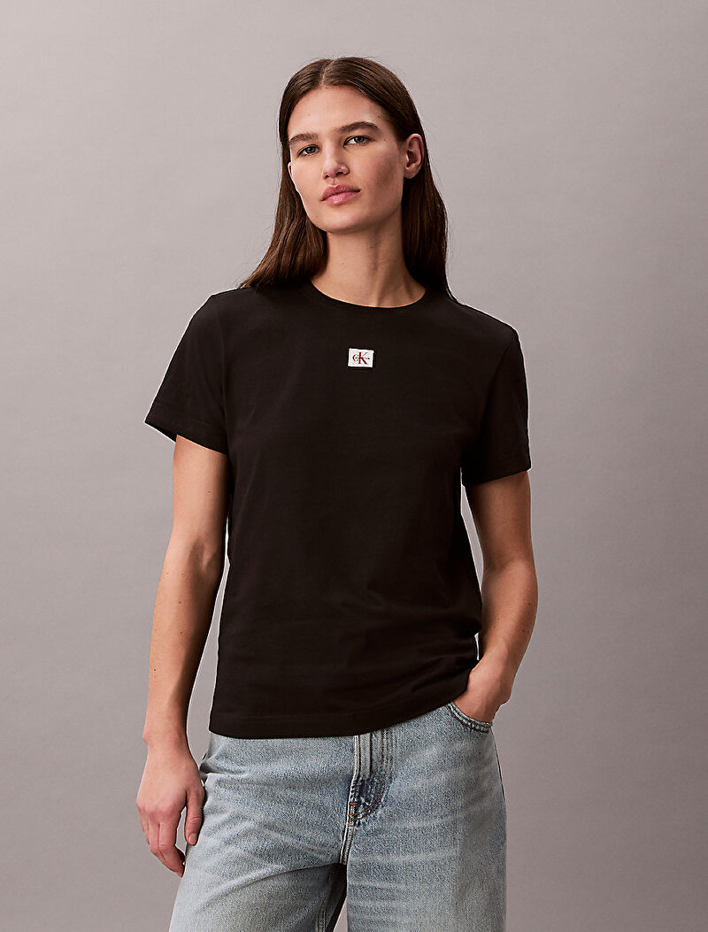 Calvin Klein Siyah Renkli Kadın Woven Label Classic T-shirt