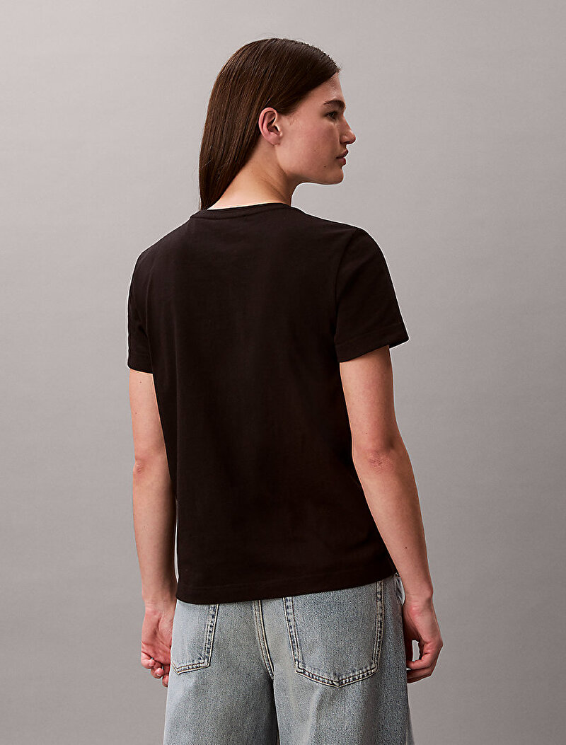 Calvin Klein Siyah Renkli Kadın Woven Label Classic T-shirt