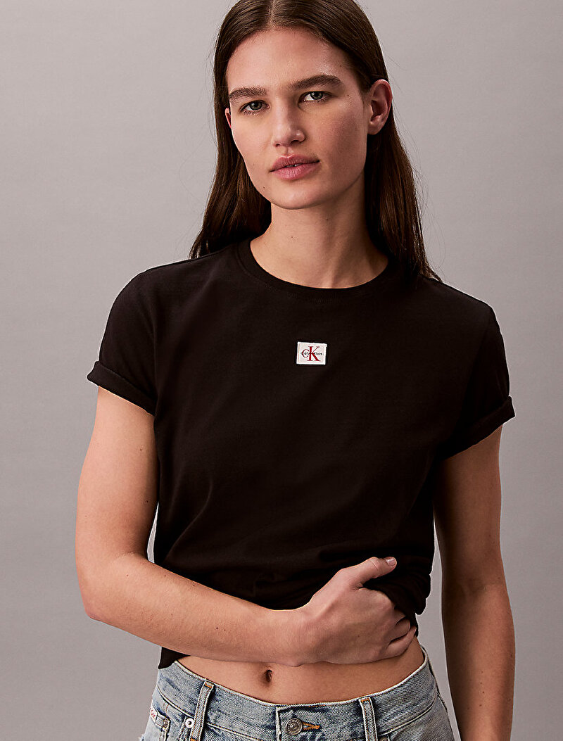 Calvin Klein Siyah Renkli Kadın Woven Label Classic T-shirt