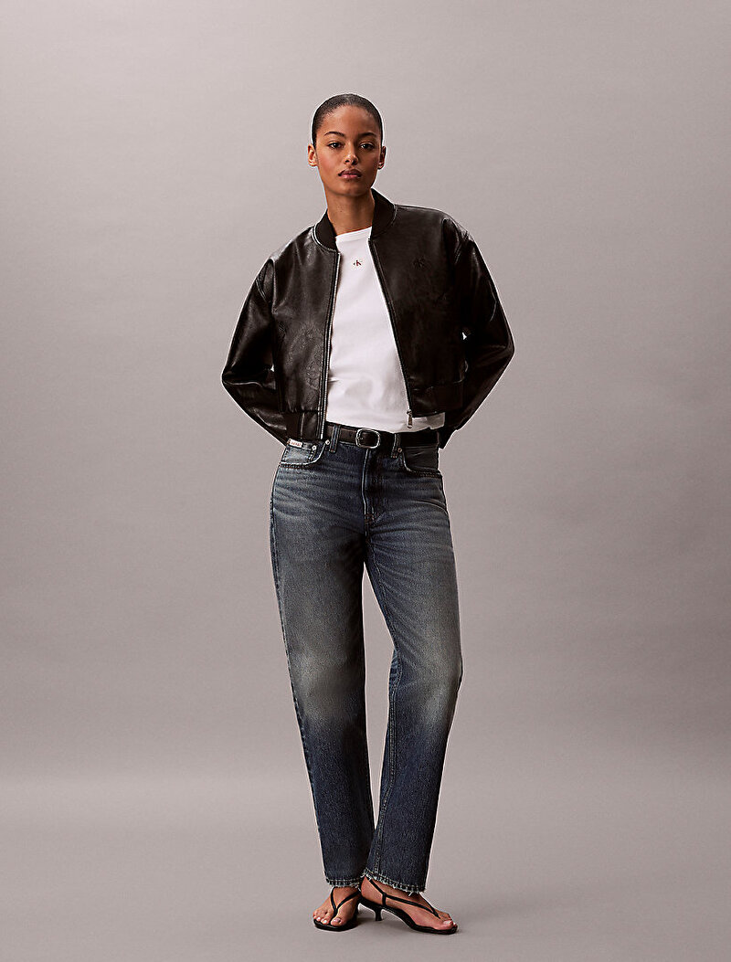 Calvin Klein Beyaz Renkli Kadın Woven Label Classic T-shirt