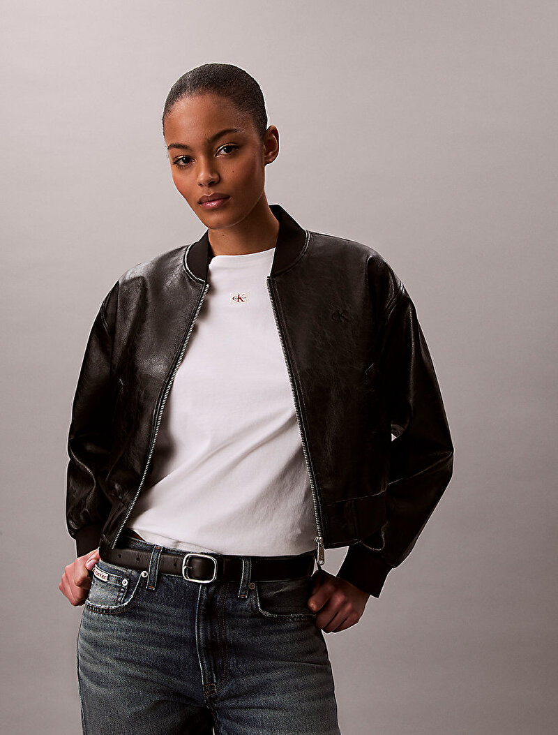 Calvin Klein Beyaz Renkli Kadın Woven Label Classic T-shirt