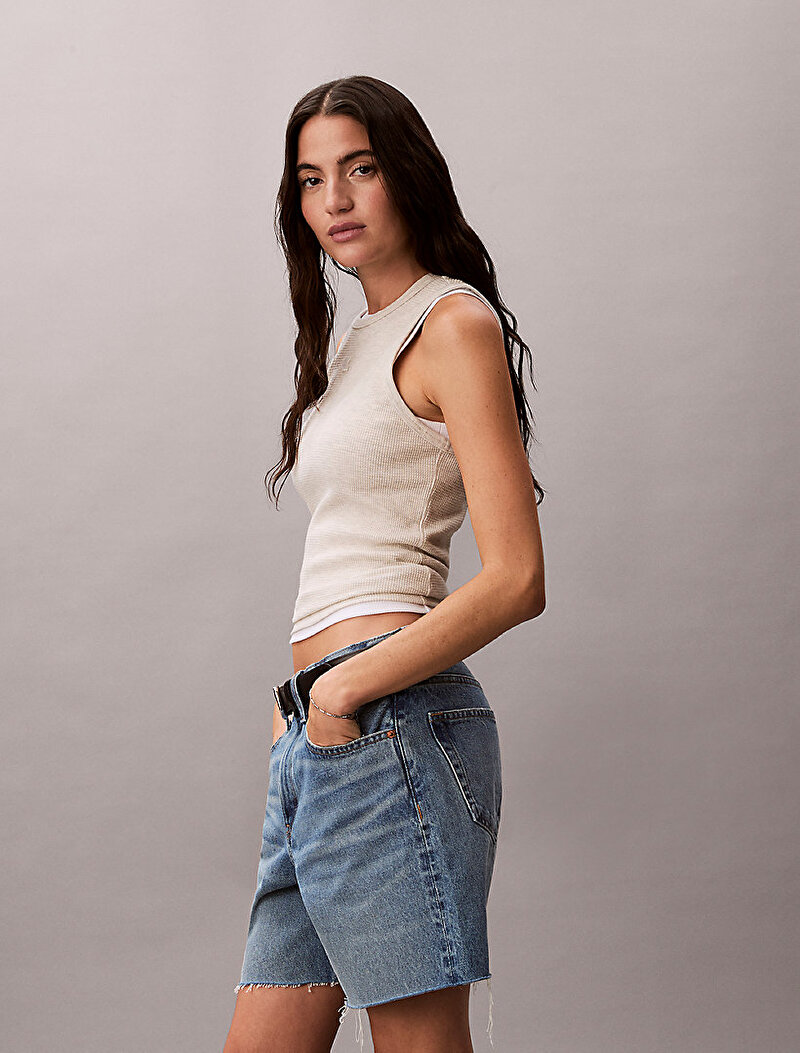 Calvin Klein Mavi Renkli Kadın Monogram Patch Tank Top