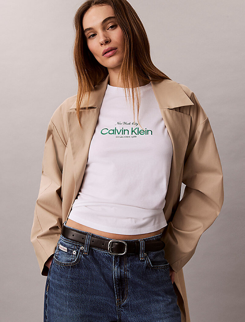 Calvin Klein Beyaz Renkli Kadın Classic T-shirt